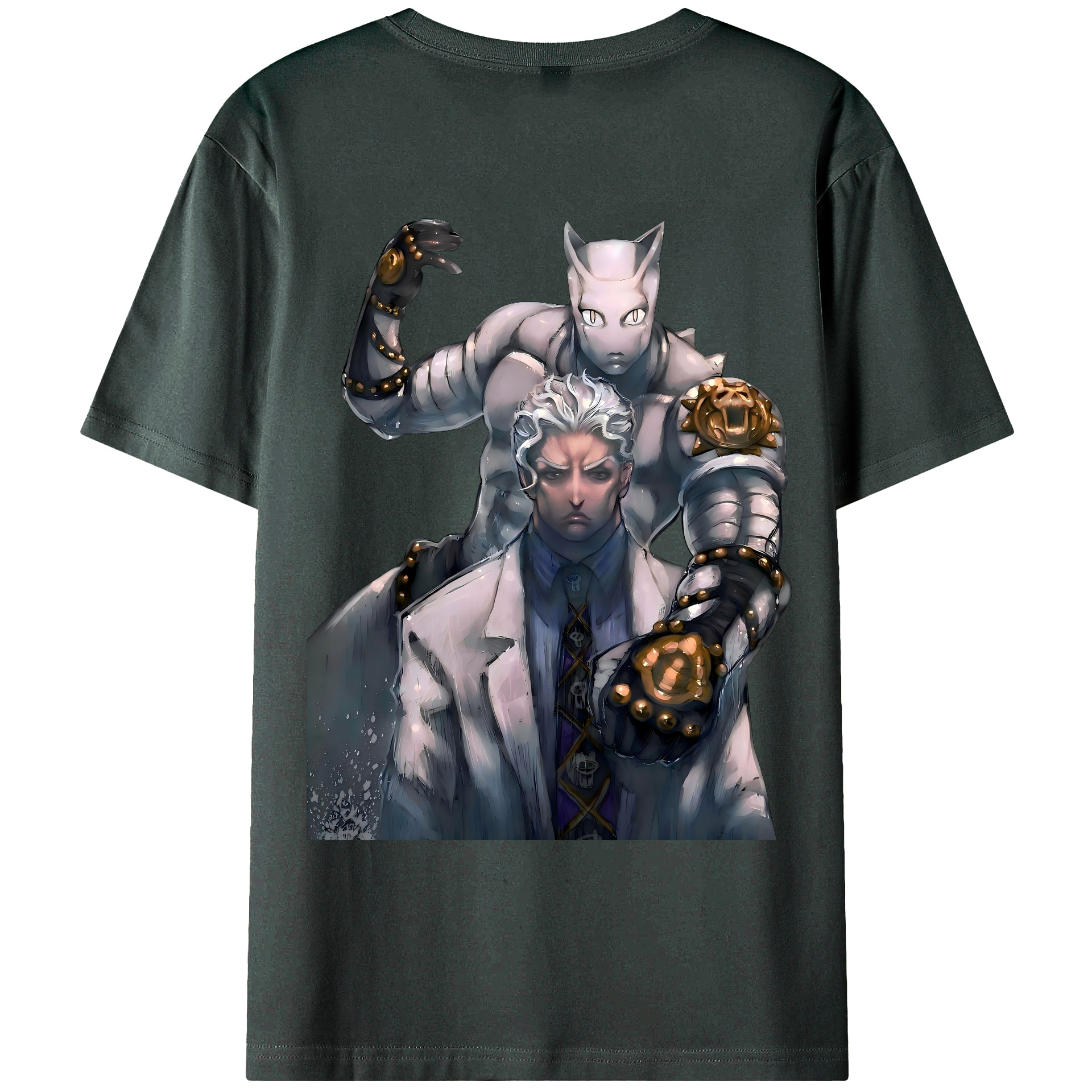 （画像用） ジョジョの奇妙な冒険 きら よしかげ JoJo's Bizarre Adventure Kira Yoshikage 綿100％ メンズ半袖Tシャツ（バックプリント） 通気性
